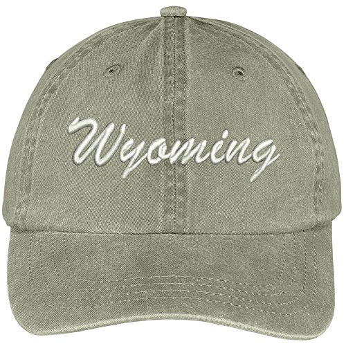 Trendy Apparel Shop Wyoming State Embroidered Low Profile Adjustable Cotton Cap