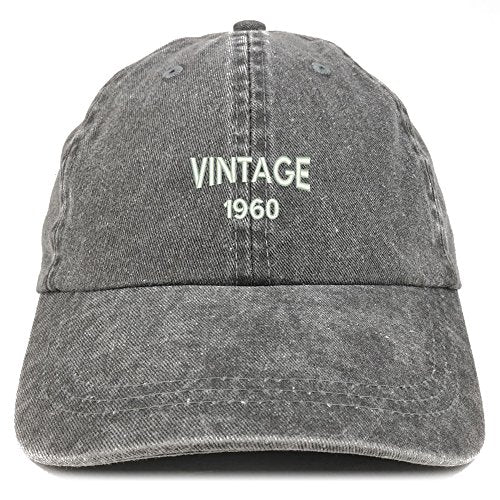 Trendy Apparel Shop Small Vintage 1960 Embroidered 61st Birthday Washed Pigment Dyed Cap