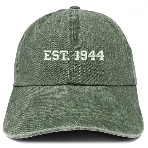 Trendy Apparel Shop EST 1944 Embroidered - 77th Birthday Gift Pigment Dyed Washed Cap