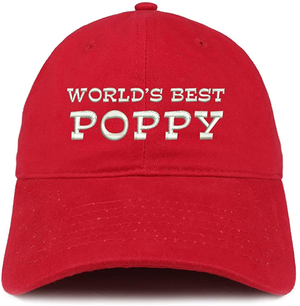 Trendy Apparel Shop World's Best Poppy Embroidered Low Profile Soft Cotton Baseball Cap - Stone