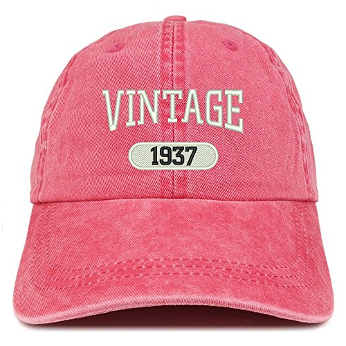 Trendy Apparel Shop Vintage 1937 Embroidered 84th Birthday Soft Crown Washed Cotton Cap