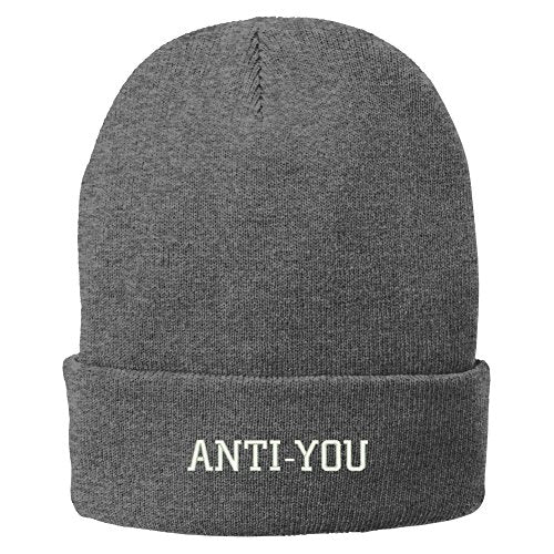 Trendy Apparel Shop Anti-You Embroidered Winter Knitted Long Beanie