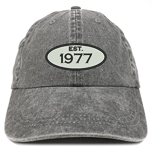 Trendy Apparel Shop Established 1977 Embroidered 44th Birthday Gift Pigment Dyed Washed Cotton Cap