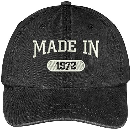 Trendy Apparel Shop 47th Birthday - Made in 1972 Embroidered Low Profile Washed Cotton Baseball Cap