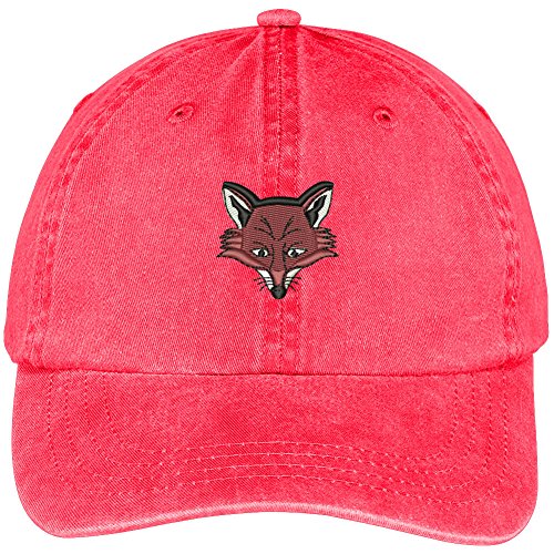 Trendy Apparel Shop Fox Embroidered Washed Soft Cotton Adjustable Baseball Cap