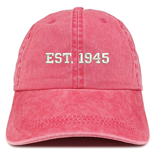 Trendy Apparel Shop EST 1945 Embroidered - 76th Birthday Gift Pigment Dyed Washed Cap