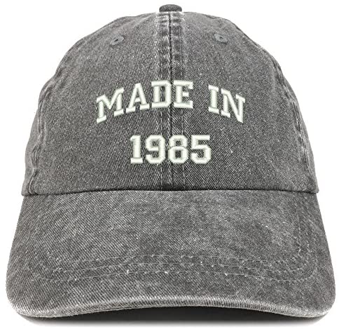Trendy Apparel Shop Made in 1985 Text Embroidered 36th Birthday Washed Cap