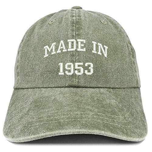 Trendy Apparel Shop Made in 1953 Text Embroidered 68th Birthday Washed Cap