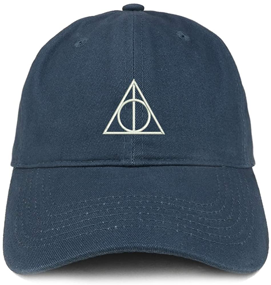Trendy Apparel Shop Deathly Hallows Magic Logo Embroidered Soft Cotton Low Profile Cap - Red