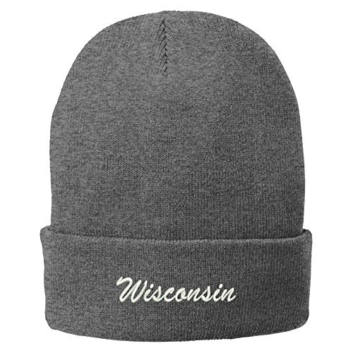 Trendy Apparel Shop Wisconsin Embroidered Winter Folded Long Beanie