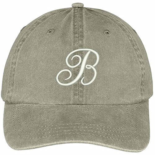 Trendy Apparel Shop Letter B Script Monogram Font Embroidered Washed Cotton Cap