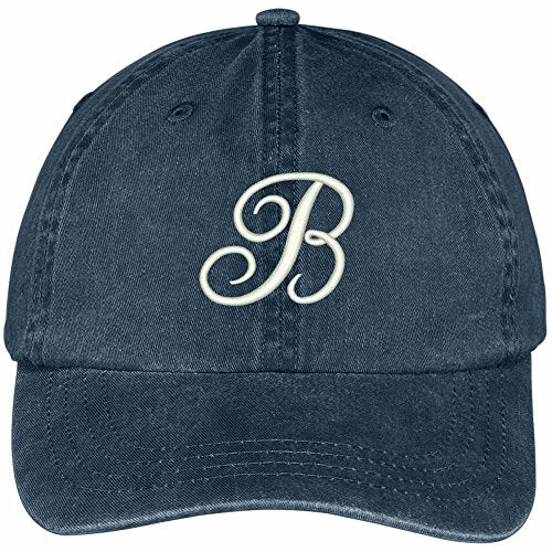 Trendy Apparel Shop Letter B Script Monogram Font Embroidered Washed Cotton Cap