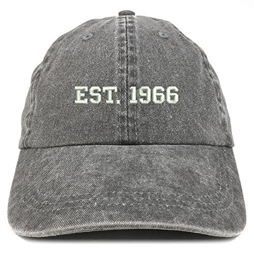 Trendy Apparel Shop EST 1966 Embroidered - 55th Birthday Gift Pigment Dyed Washed Cap