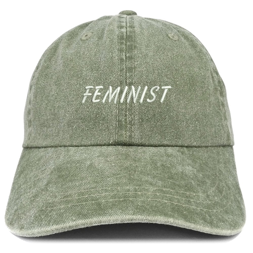 Trendy Apparel Shop Feminist Embroidered Washed Cotton Adjustable Cap - Black