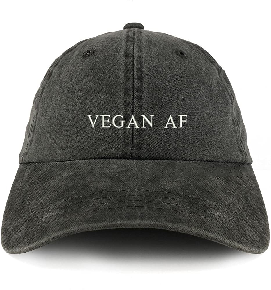 Trendy Apparel Shop Vegan AF Embroidered Pigment Dyed Unstructured Cap - Khaki Green
