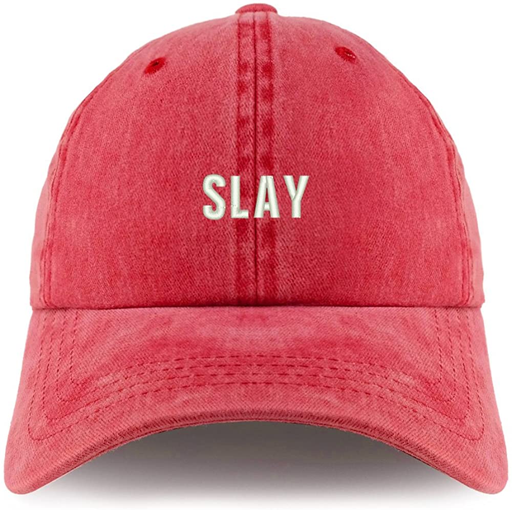 Trendy Apparel Shop Slay Embroidered Pigment Dyed Unstructured Cap