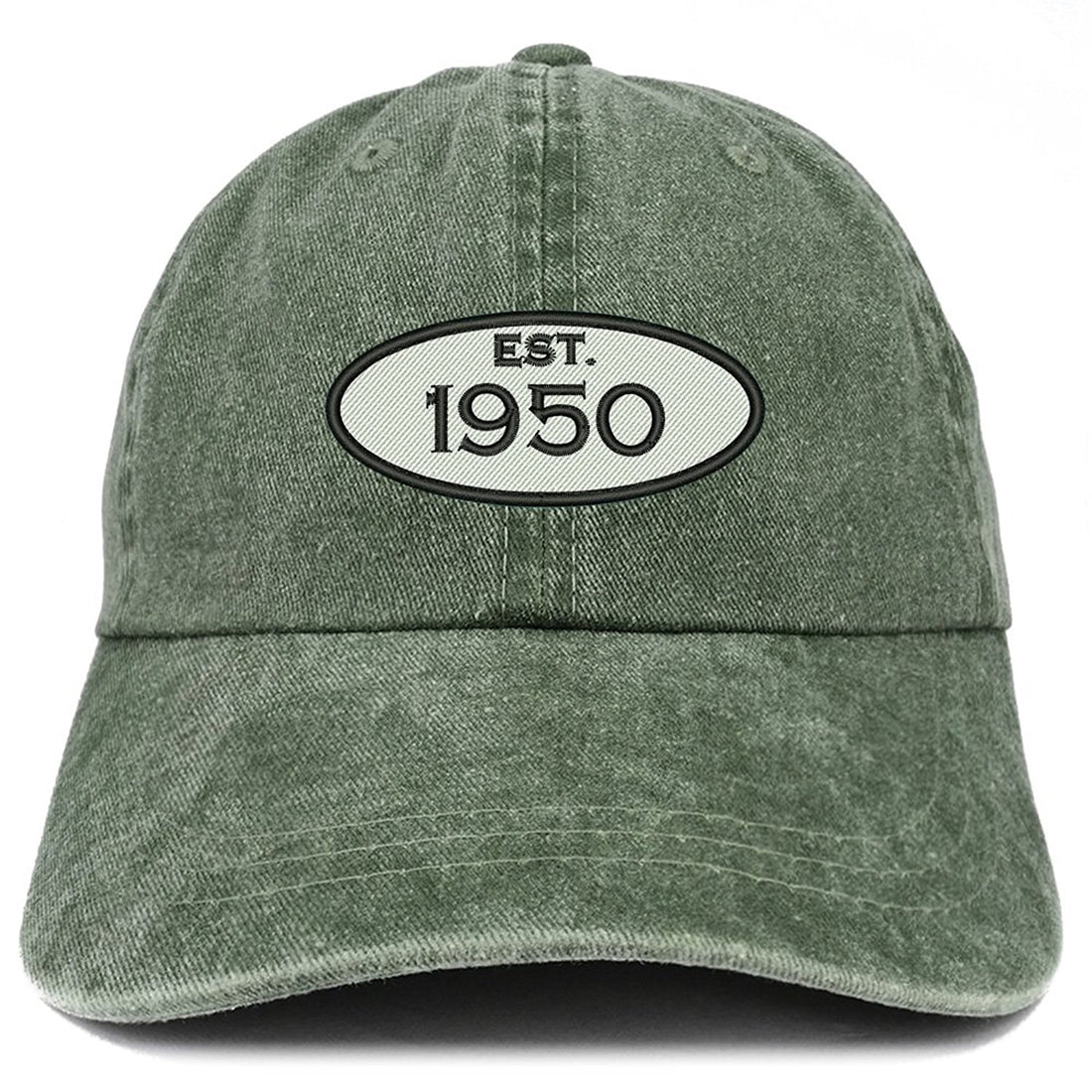 Trendy Apparel Shop Established 1950 Embroidered 69th Birthday Gift Pigment Dyed Washed Cotton Cap