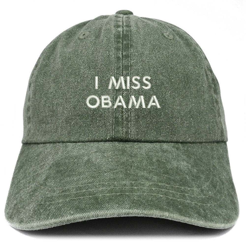 Trendy Apparel Shop I Miss Obama Embroidered Pigment Dyed Cotton Baseball Cap