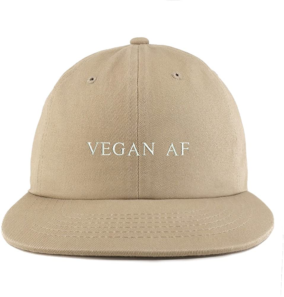 Trendy Apparel Shop Vegan AF Embroidered Unstructured Flatbill Adjustable Cap - Red