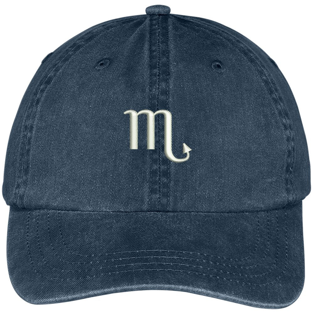 Trendy Apparel Shop Scorpio Zodiac Signs Embroidered Soft Crown 100% Brushed Cotton Cap