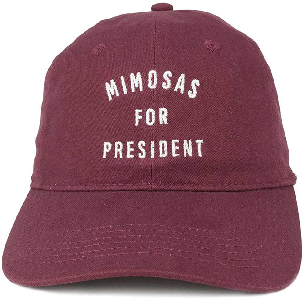 Trendy Apparel Shop Mimosas For President Embroidered 100% Cotton Adjustable Cap - Red