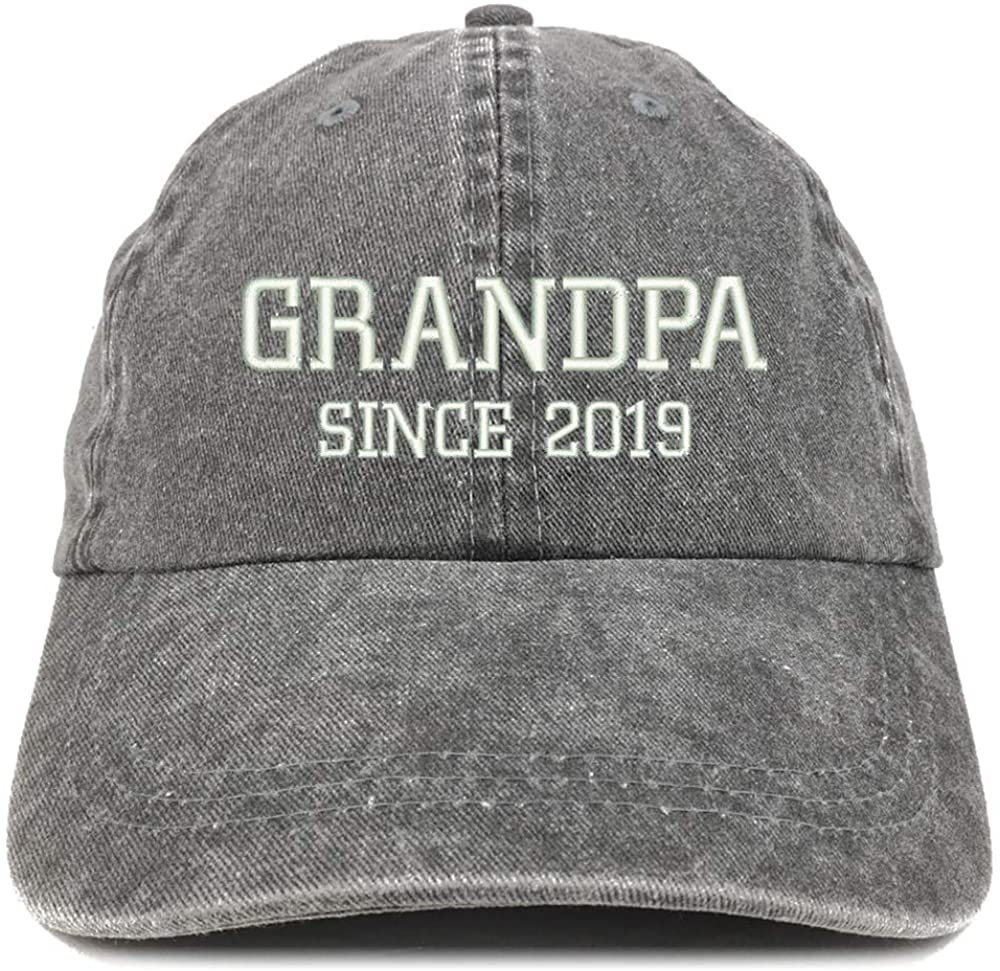Trendy Apparel Grandpa Since 2018 Embroidered Washed Pigment Dyed Cap