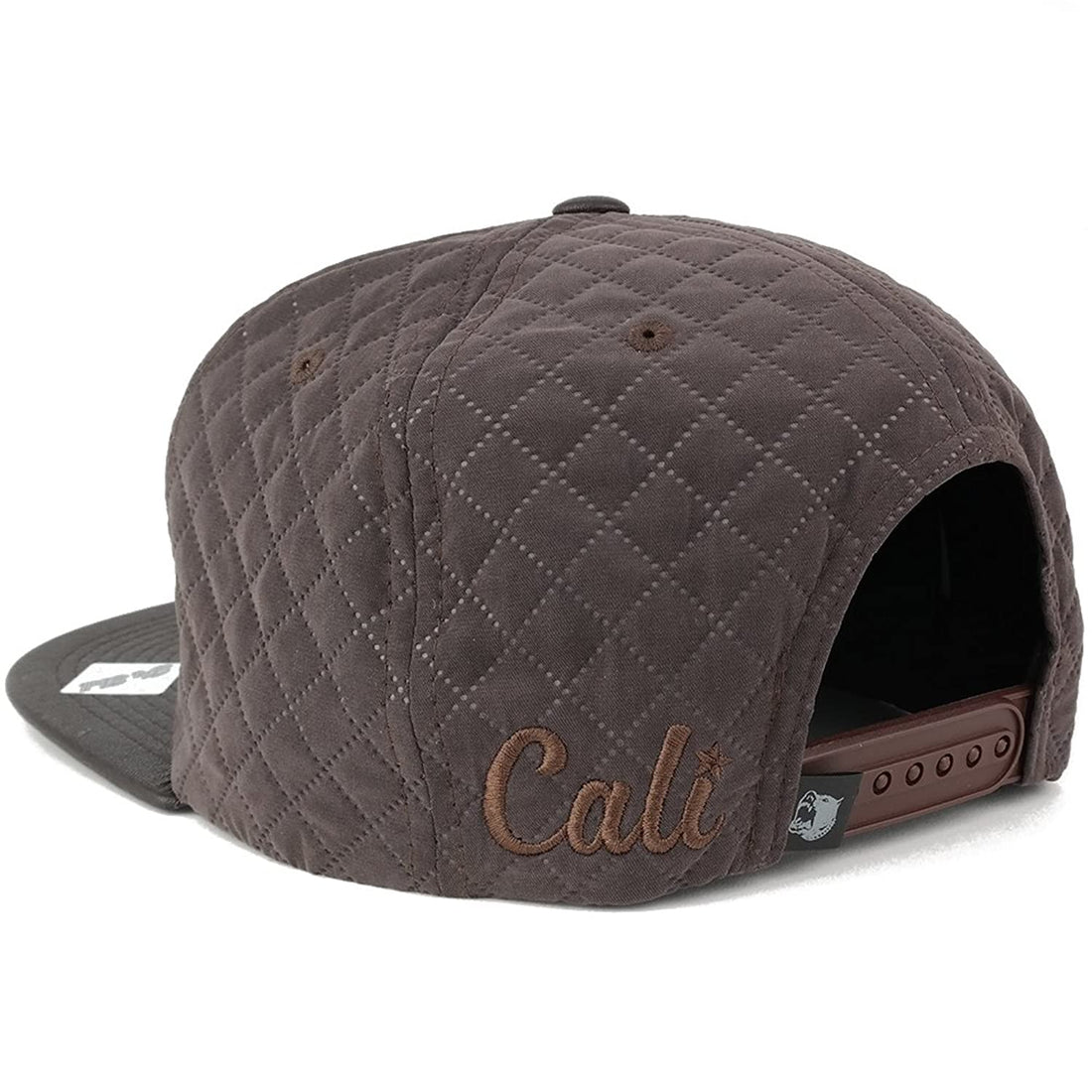 Trendy Apparel Shop California Republic Debossed Patch Quilt Snapback Cap With PU Leather Bill