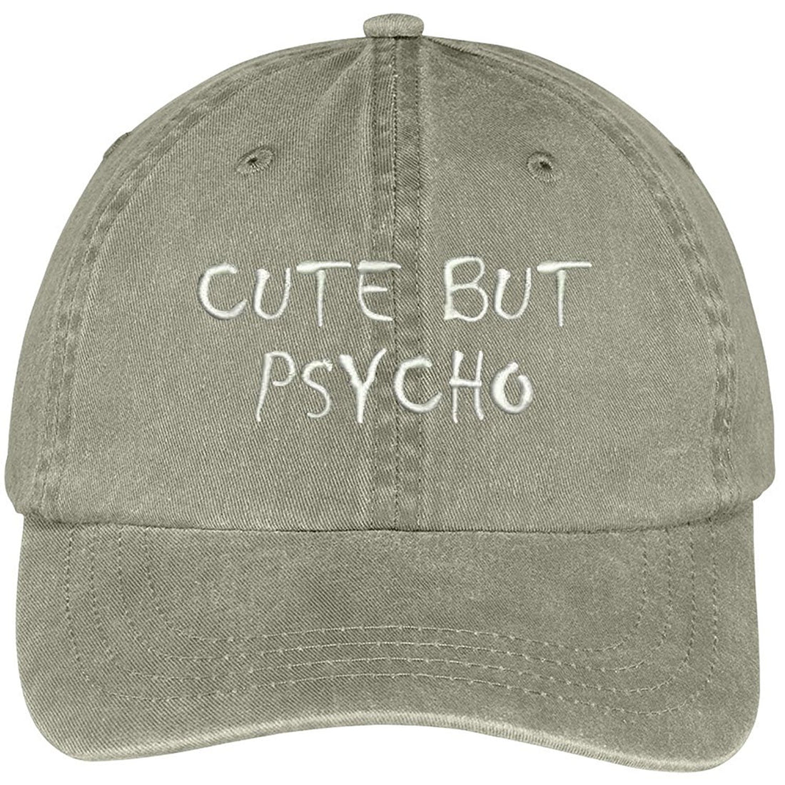 Trendy Apparel Shop Cute But Psycho Embroidered Washed Cotton Adjustable Cap