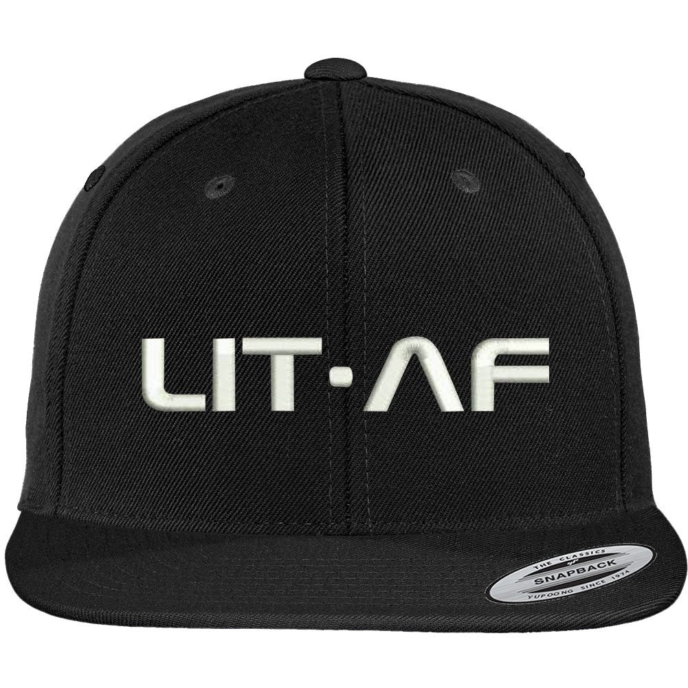 Trendy Apparel Shop LIT AF Embroidered Flat Brim Classic Snapback Cap