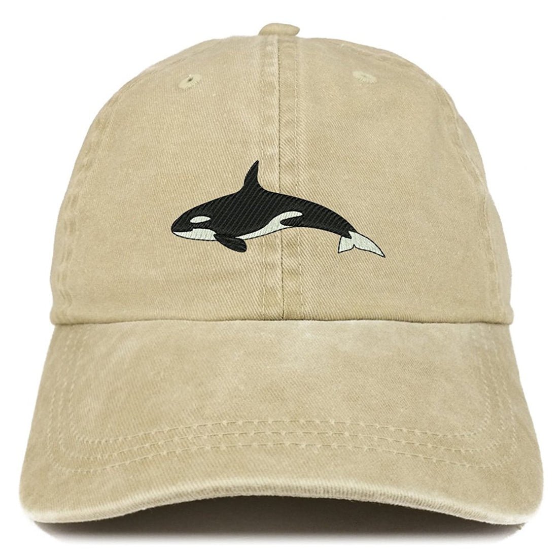 Trendy Apparel Shop Orca Killer Whale Embroidered Pigment Dyed 100% Cotton Cap