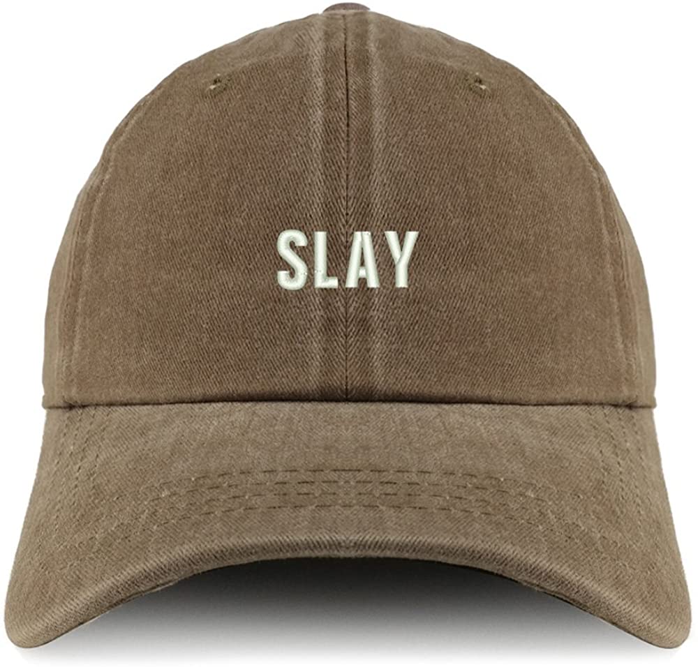 Trendy Apparel Shop Slay Embroidered Pigment Dyed Unstructured Cap