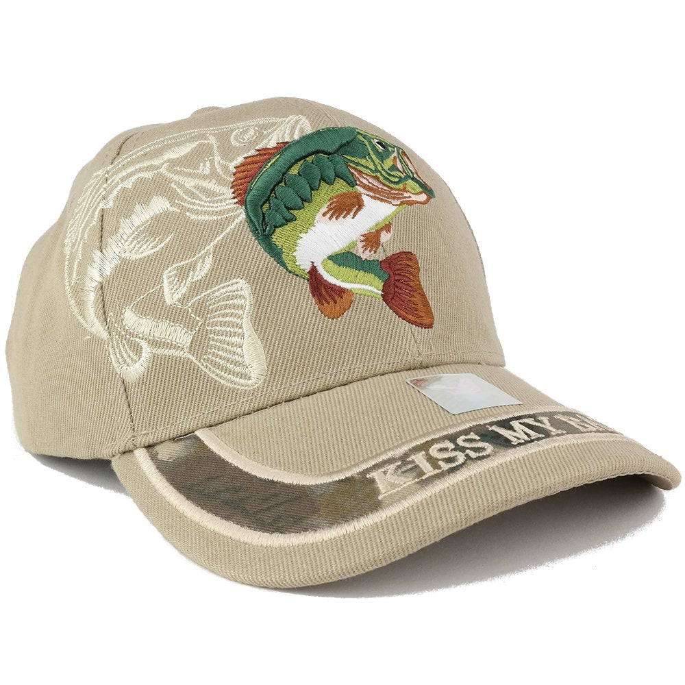 Trendy Apparel Shop Kiss My Bass Fish Embroidered Adjustable Baseball Cap