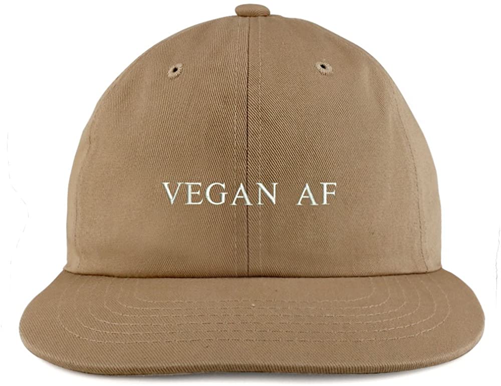 Trendy Apparel Shop Vegan AF Embroidered Unstructured Flatbill Adjustable Cap - Red
