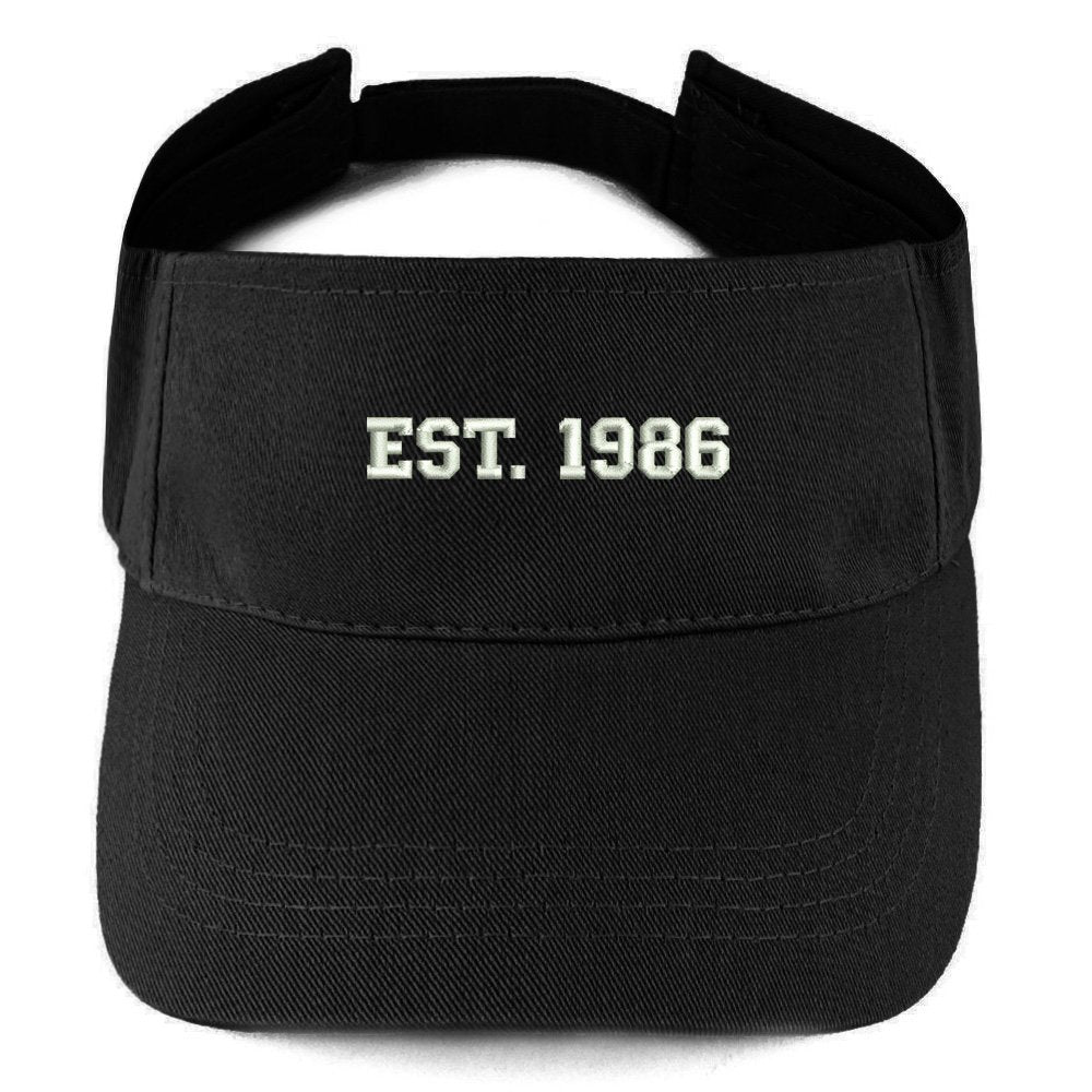 Trendy Apparel Shop EST 1986 Embroidered - 32nd Birthday Gift Summer Adjustable Visor - Black