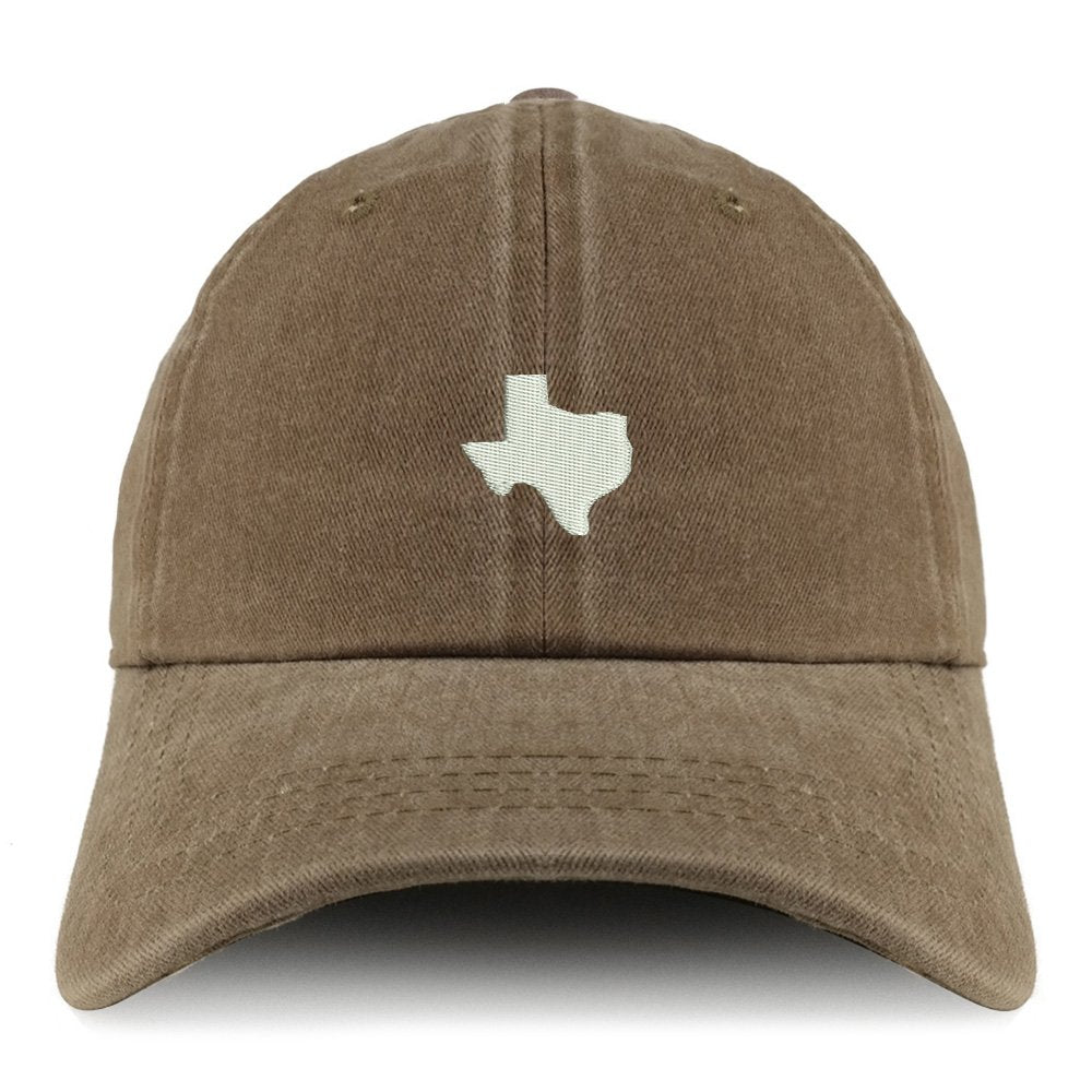 Trendy Apparel Shop Texas State Map Embroidered Pigment Dyed Unstructured Cap