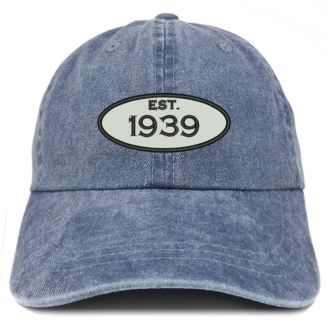 Trendy Apparel Shop Established 1939 Embroidered 80th Birthday Gift Pigment Dyed Washed Cotton Cap