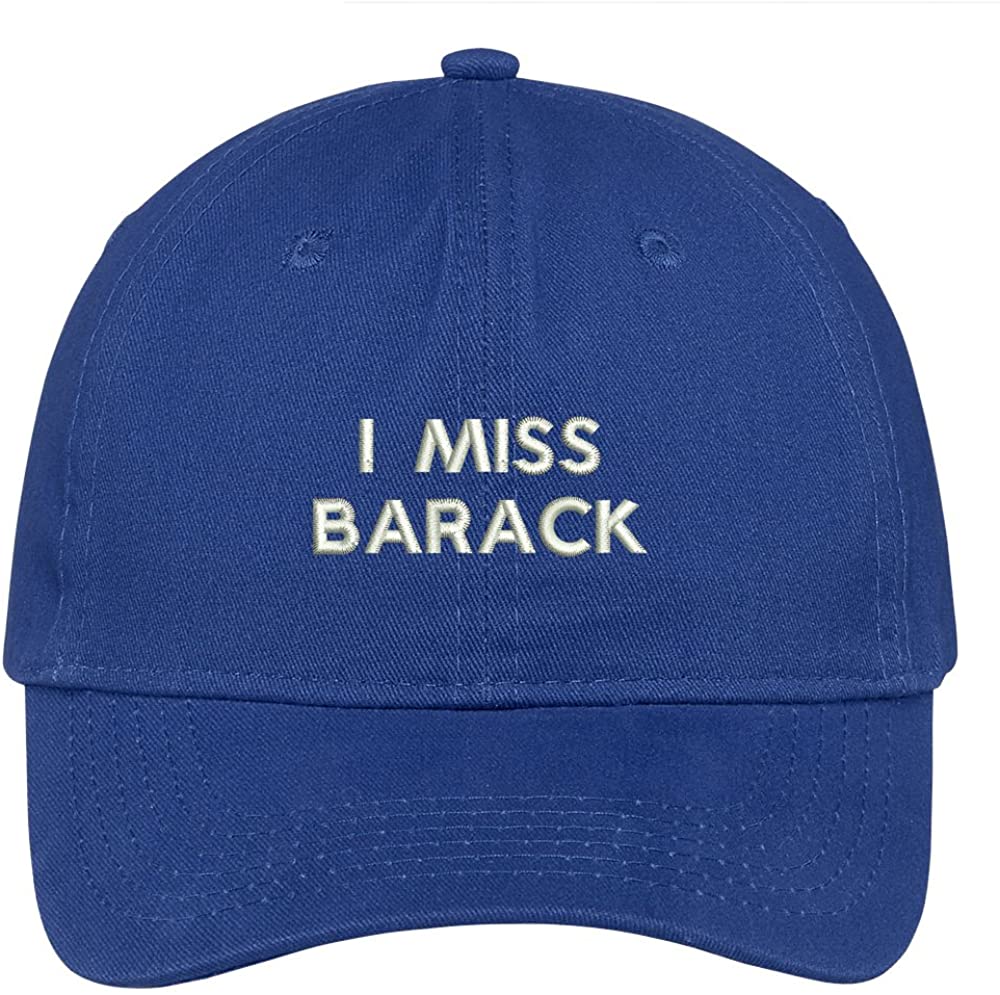Trendy Apparel Shop Miss Barack Embroidered 100% Quality Brushed Cotton Baseball Cap - Navy