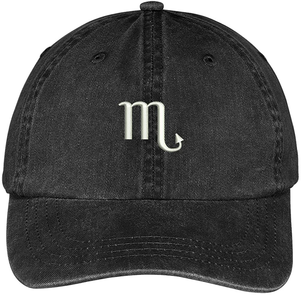 Trendy Apparel Shop Scorpio Zodiac Signs Embroidered Soft Crown 100% Brushed Cotton Cap