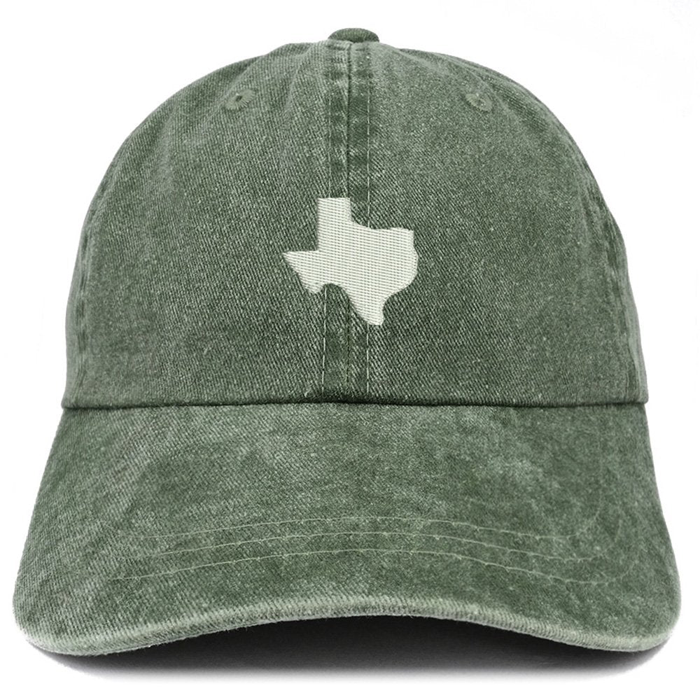 Trendy Apparel Shop Texas State Map Embroidered Washed Cotton Adjustable Cap