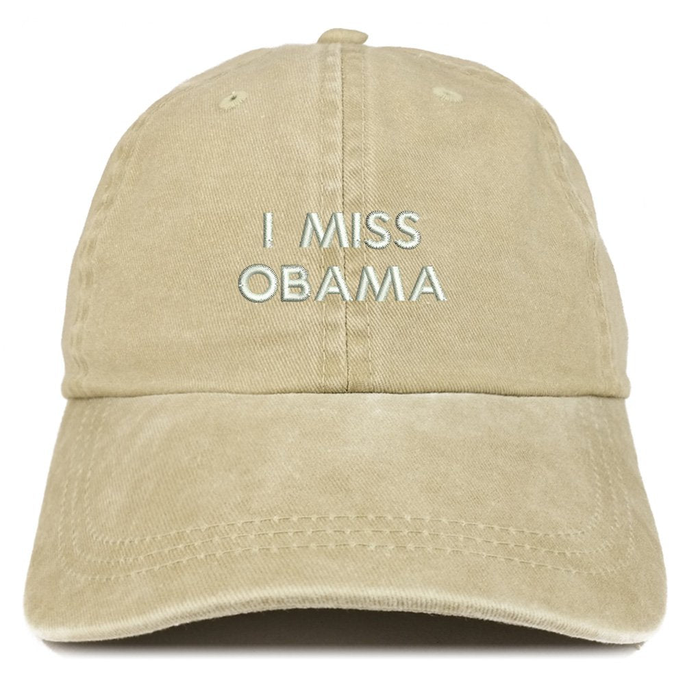 Trendy Apparel Shop I Miss Obama Embroidered Pigment Dyed Cotton Baseball Cap