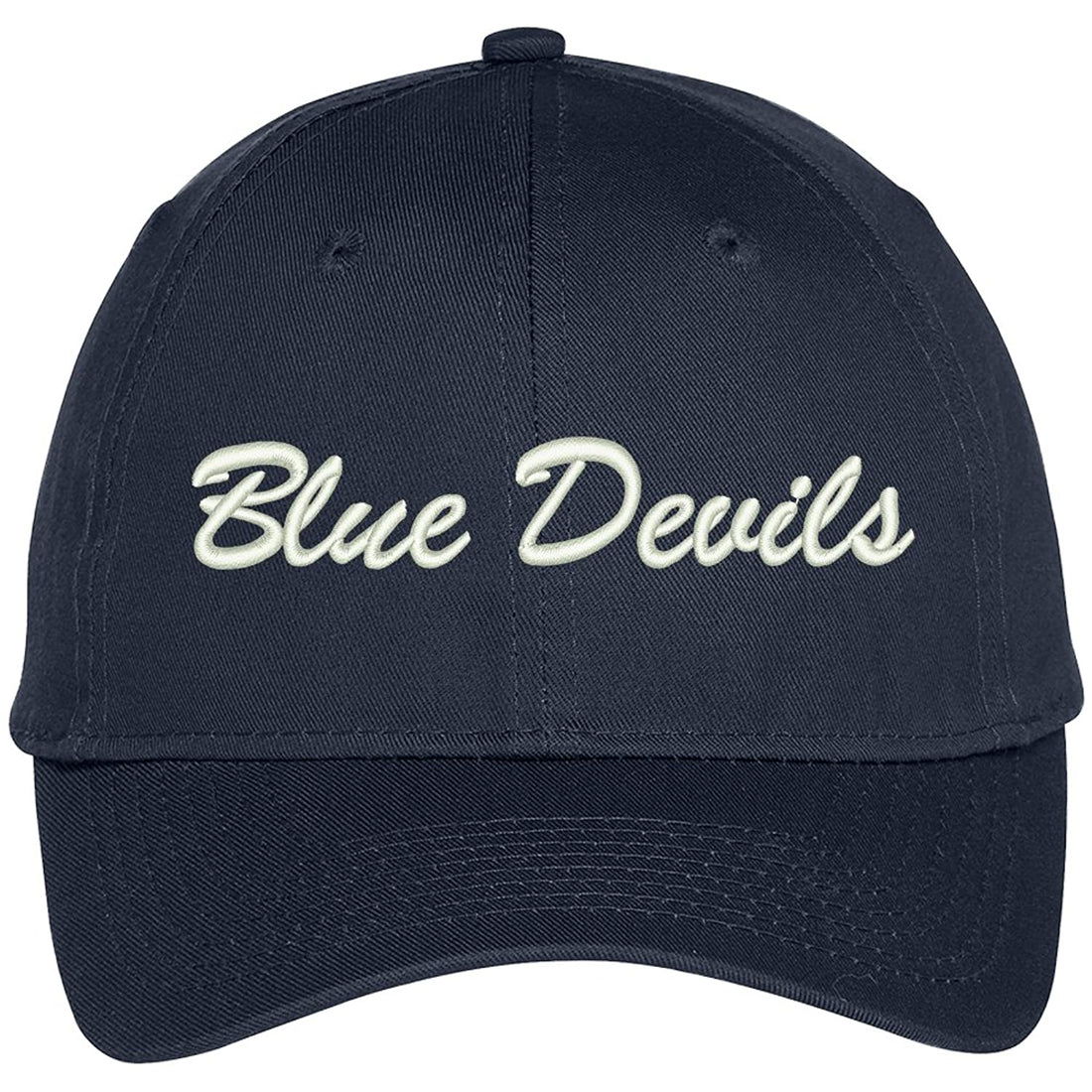 Trendy Apparel Shop Bleu Devils Embroidered Team Nickname Mascot Cap