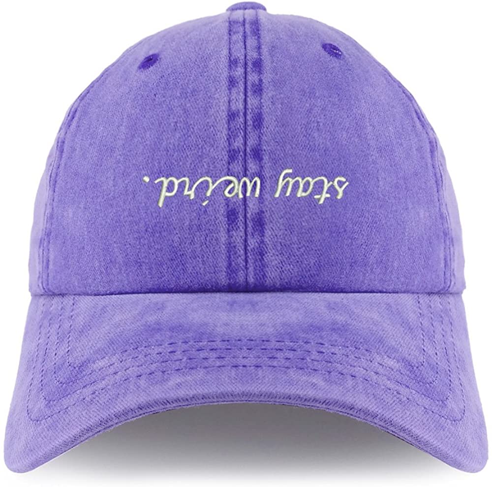Trendy Apparel Shop Stay Weird Embroidered Pigment Dyed Unstructured Cap - Black