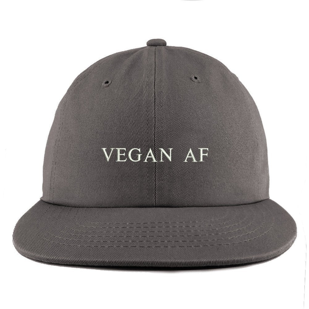 Trendy Apparel Shop Vegan AF Embroidered Unstructured Flatbill Adjustable Cap - Red