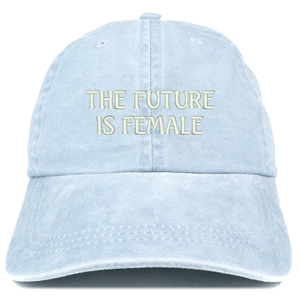 Trendy Apparel Shop The Future is Female Embroidered Soft Washed Cotton Adjustable Cap