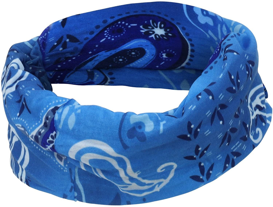 Trendy Apparel Shop Multifunctional Bandana Printed Headband Scarf - BLUE