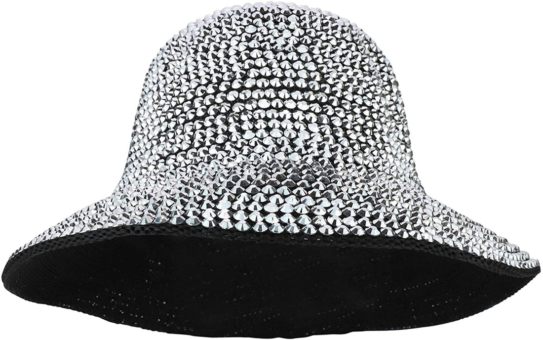 Trendy Apparel Shop Fashion Bling Rhinestone Studs Detailed Bucket Hat