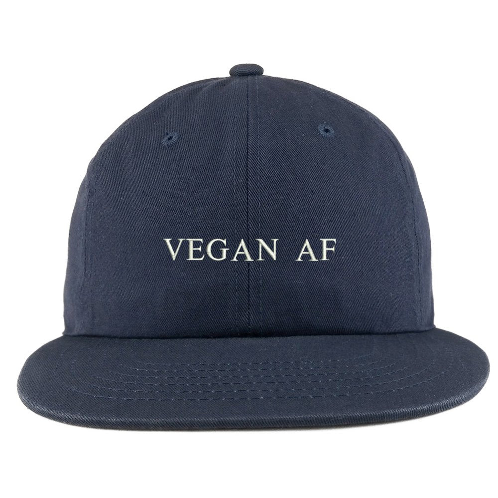 Trendy Apparel Shop Vegan AF Embroidered Unstructured Flatbill Adjustable Cap - Red