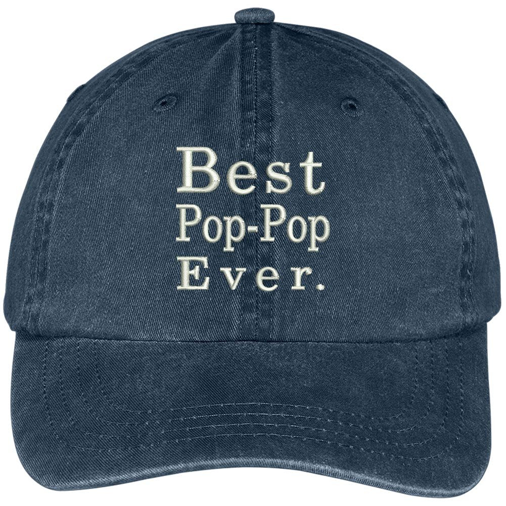 Trendy Apparel Shop Best Pop Pop Ever Embroidered Soft Fit Washed Cotton Baseball Cap