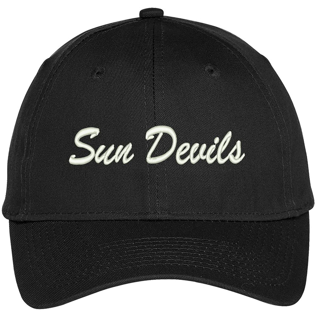 Trendy Apparel Shop Sun Devils Embroidered Team Nickname Mascot Cap