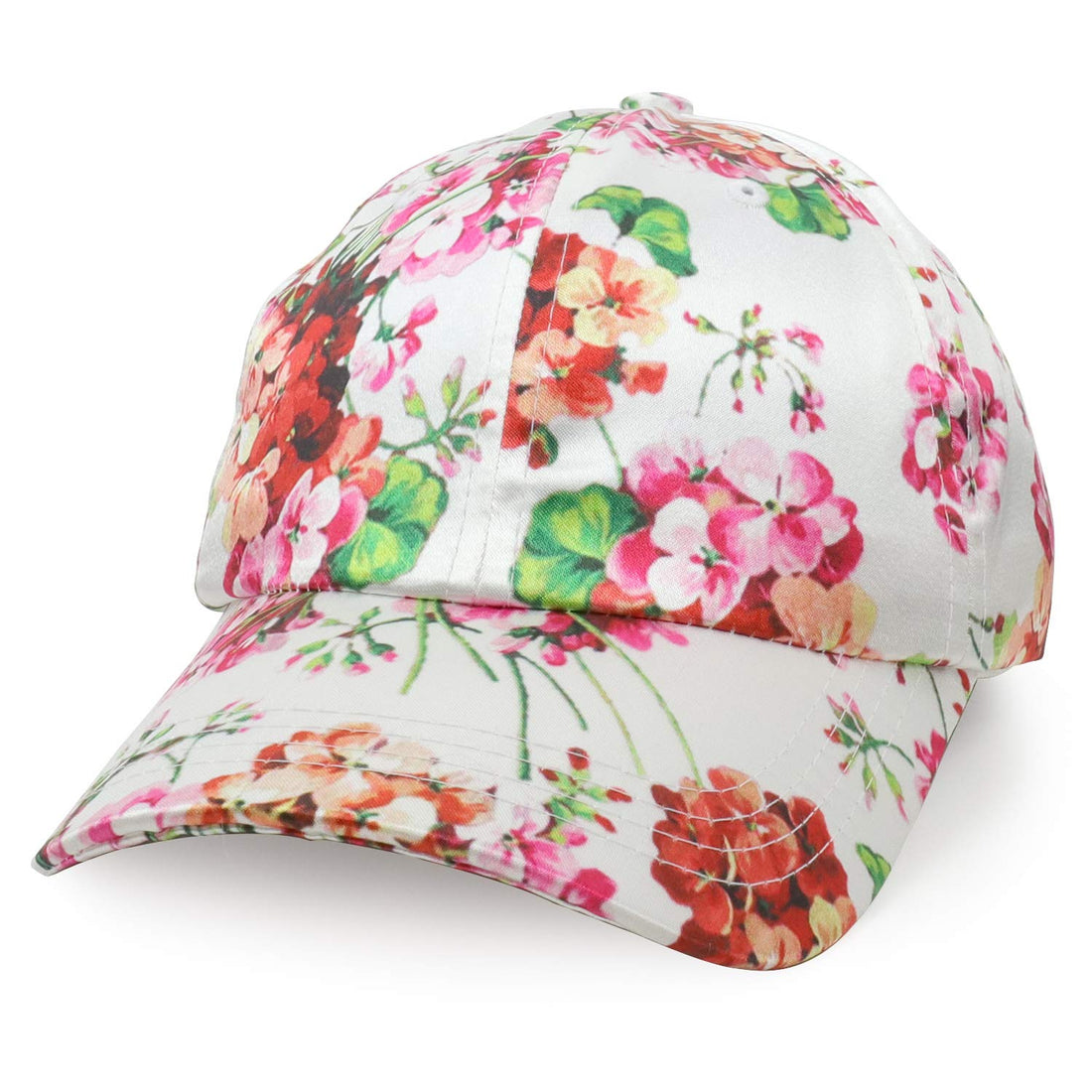 Trendy Apparel Shop Women's Floral Print Satin Unstructured Low Profile Baseball Cap- Multipack - Black Red